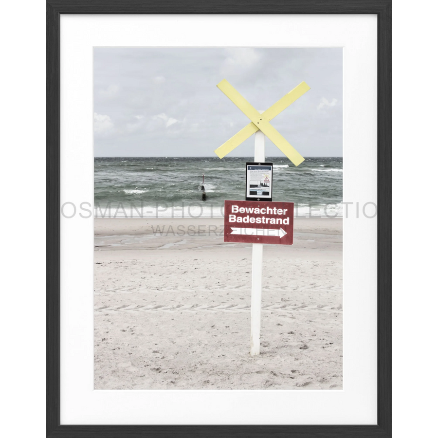 Poster ’Bewachter Badestrand’ Sylt SY49 - Schwarz matt