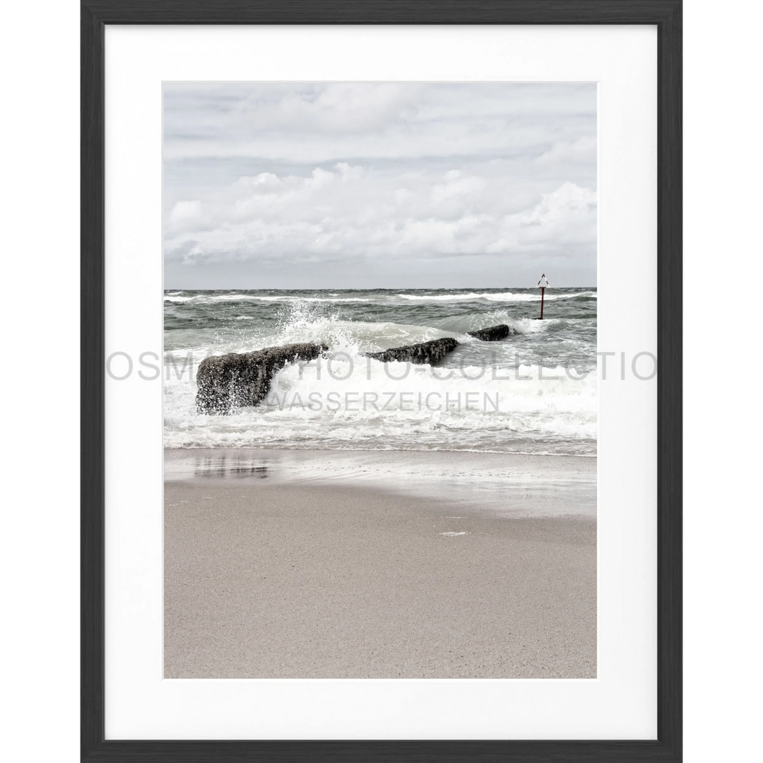 Poster ’Buhne’ Sylt SY61 - Schwarz matt 1.5cm / S (25cm