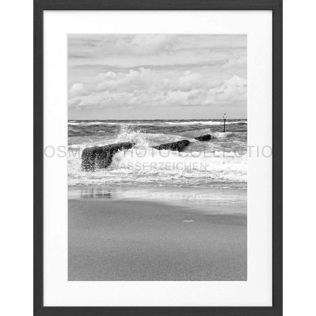 Poster ’Buhne’ Sylt SY61 - Schwarz matt 1.5cm / S (25cm