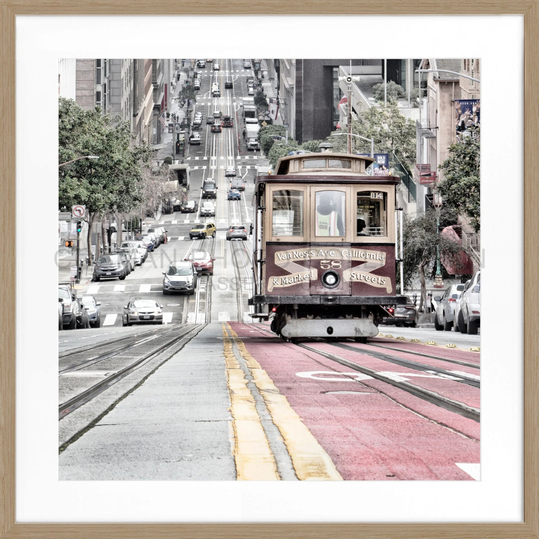 Poster ’Cable Cars’ San Francisco SF30Q - Eiche Furnier