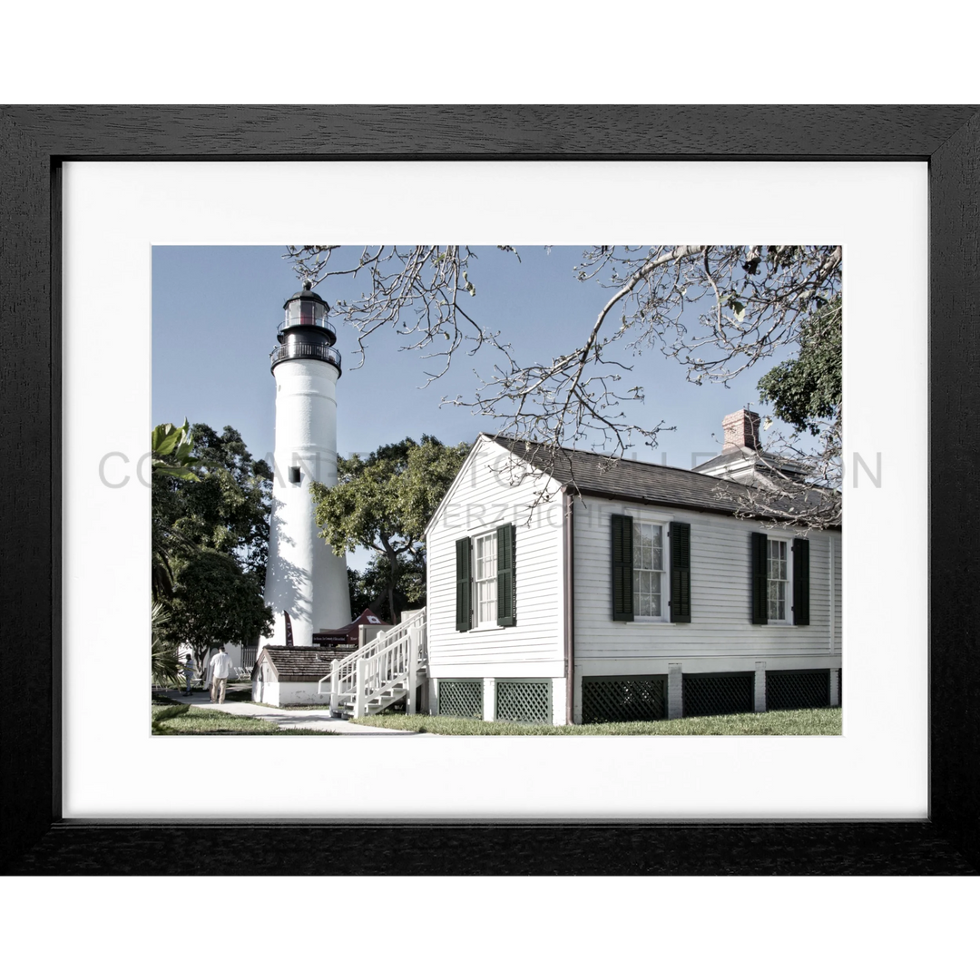 Weißer Leuchtturm mit angrenzendem Haus, Poster Florida Key West Lighthouse FL10