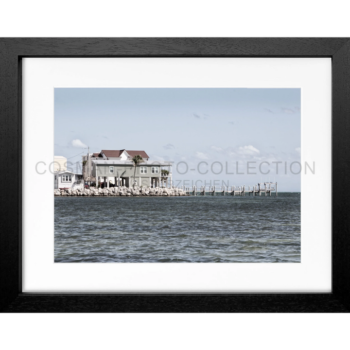 Weißes Wasserhaus mit langem Pier, Poster Florida Keys FL13