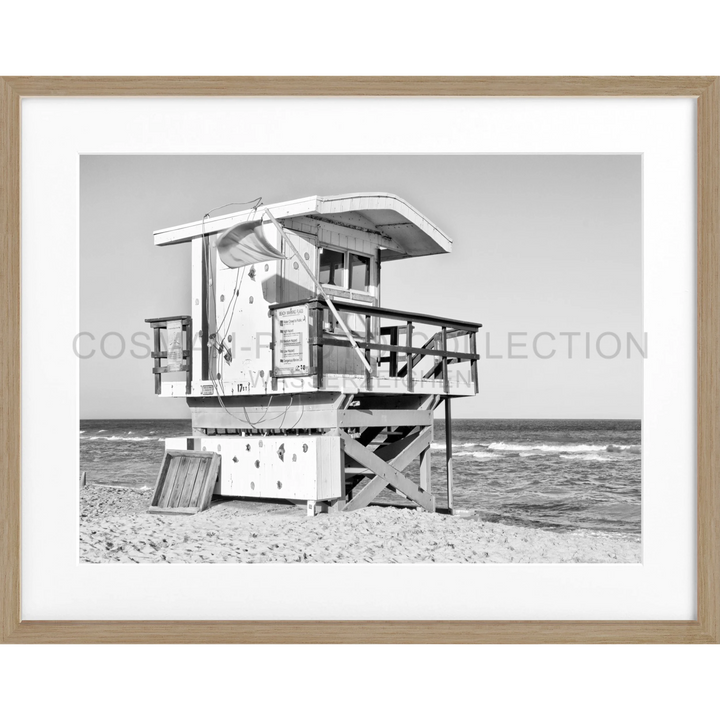 Schwarz-weißes Rettungsturm-Bild am Strand für Poster Florida Miami Beach FL15