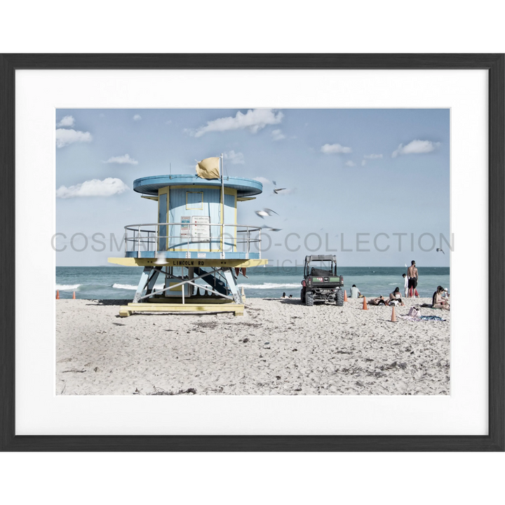 Türkise und weiße Rettungsturm am Strand, Poster Florida Miami Beach FL16