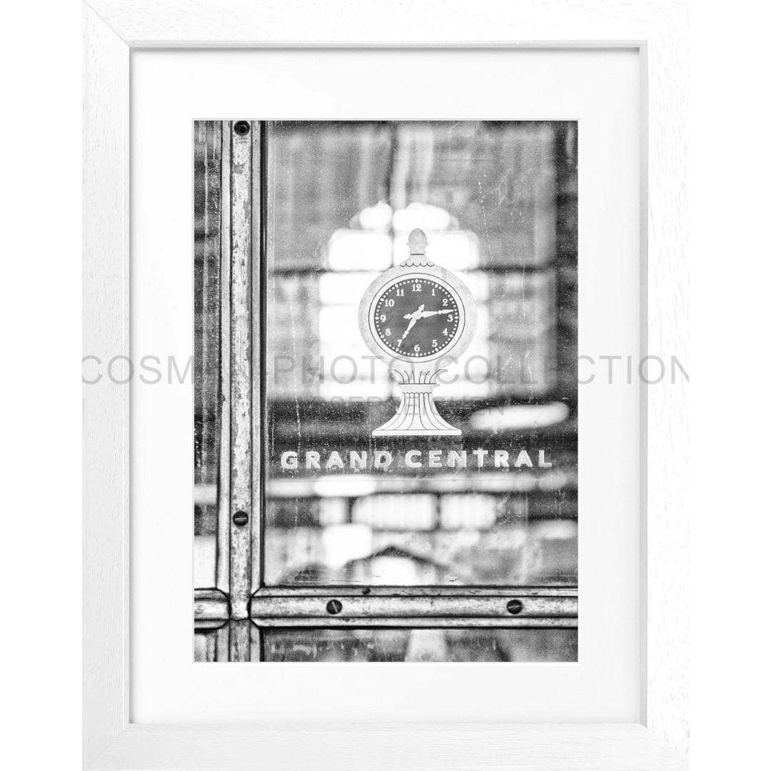 Schwarzes und weißes Bild einer Uhr am Grand Central Station, Poster Grand Central NY89