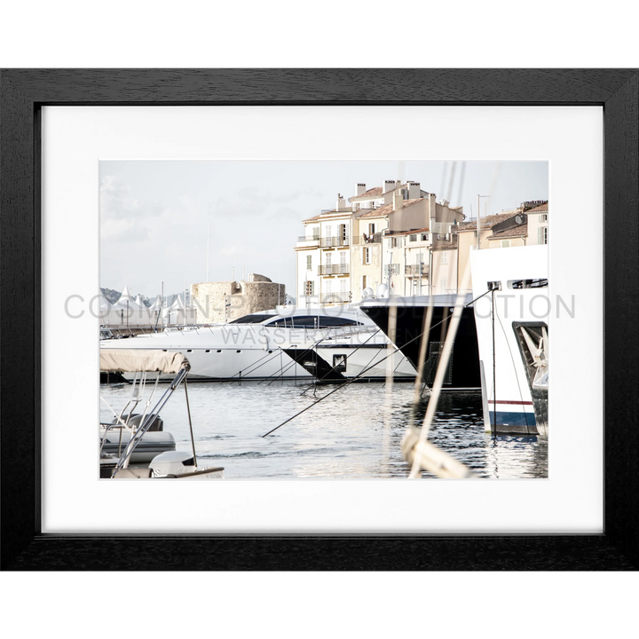 Gerahmtes Foto von Luxus-Yachten im Hafen von Saint Tropez, Poster Hafen ST01