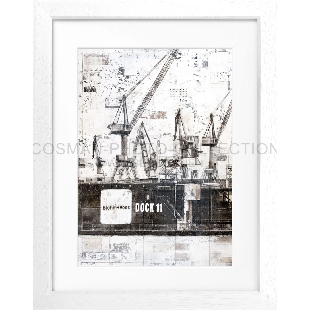 Poster Hamburg Dock 11 GM77 - Rahmenfarbe: weiss matt