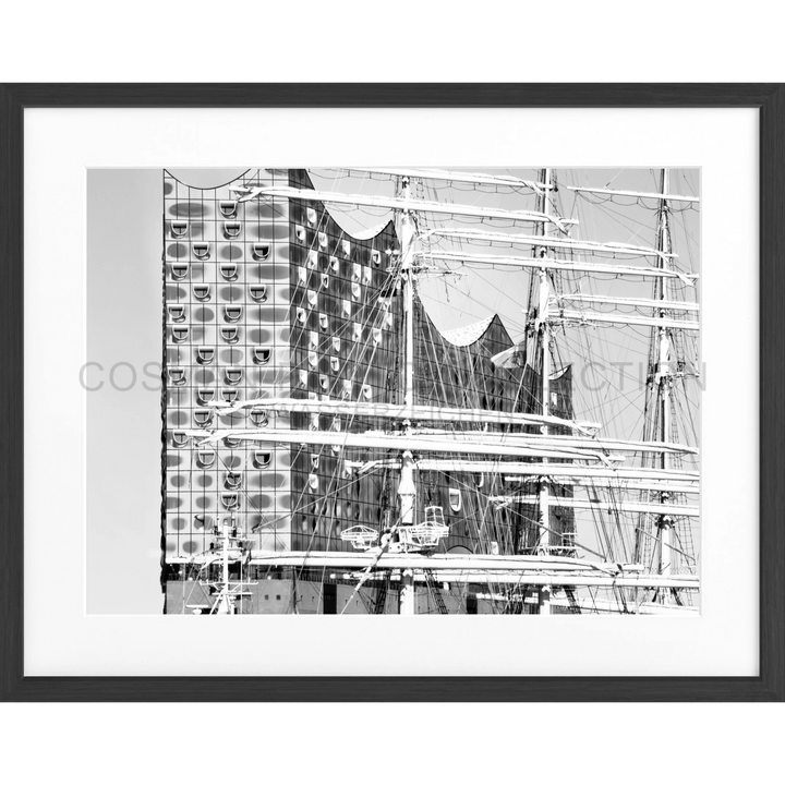 Poster Hamburg Elbphilharmonie HH18A - Schwarz matt 1.5cm