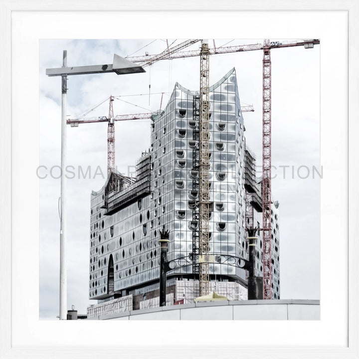 Poster Hamburg ’Elphi’ HH22 - Weiss 1.5cm / Quadrat 55