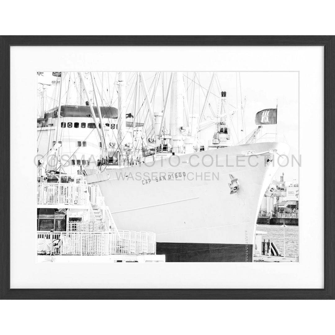 Poster Hamburg Hafen ’Cap San Diego’ HH10A - Schwarz