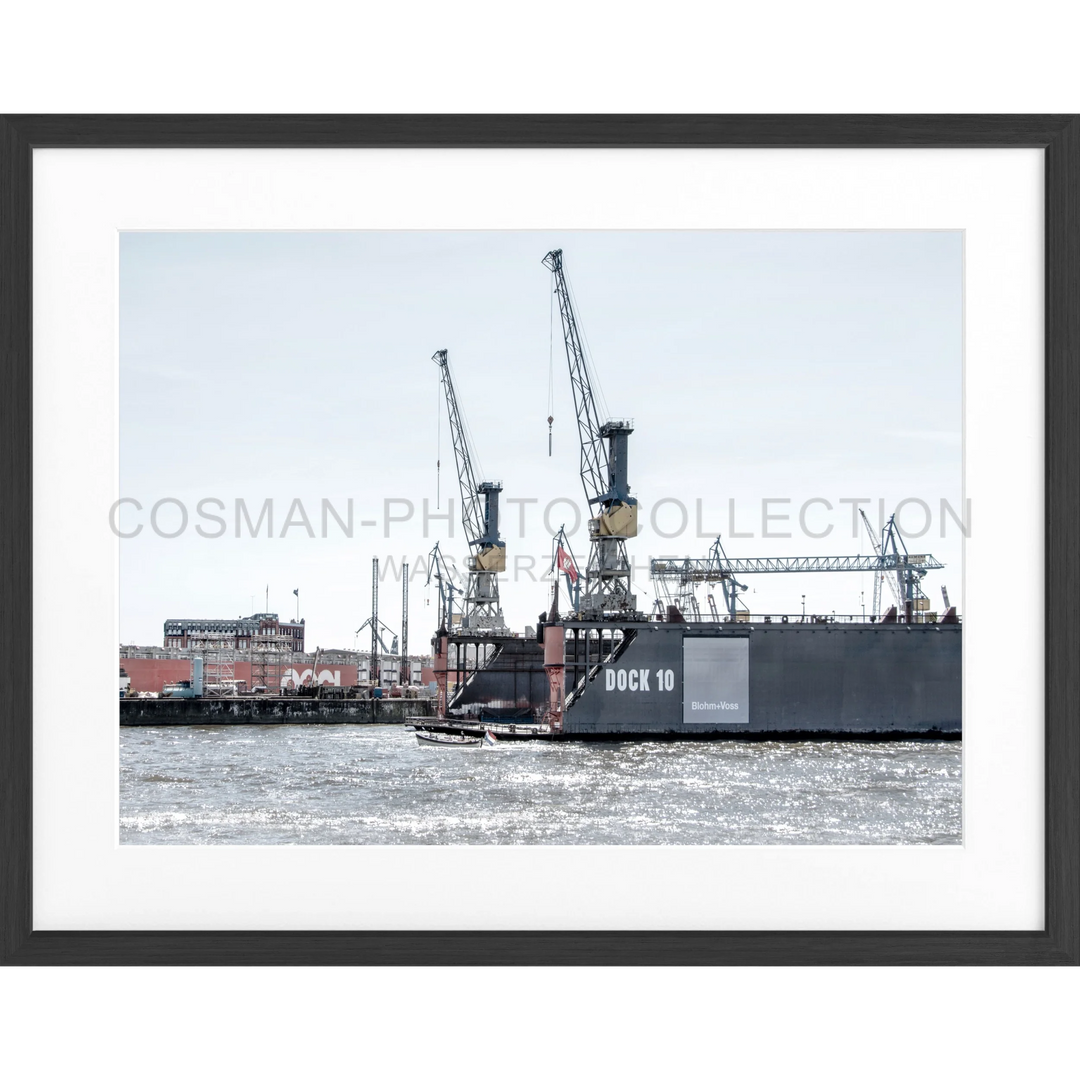 Poster Hamburg Hafen ’Dock 10’ HH34 - Schwarz matt