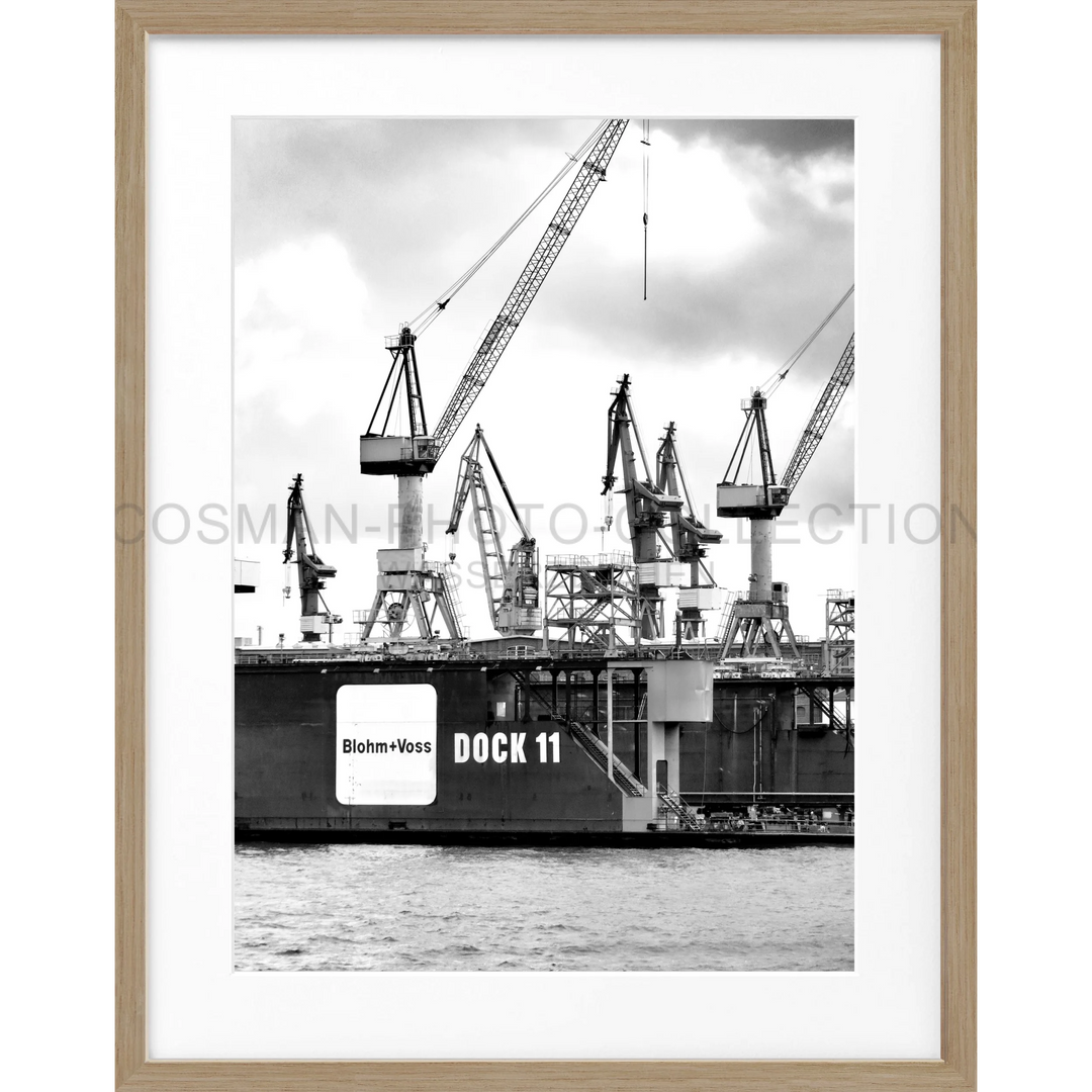 Poster Hamburg Hafen ’Dock 11’ HH04 - Eiche Furnier