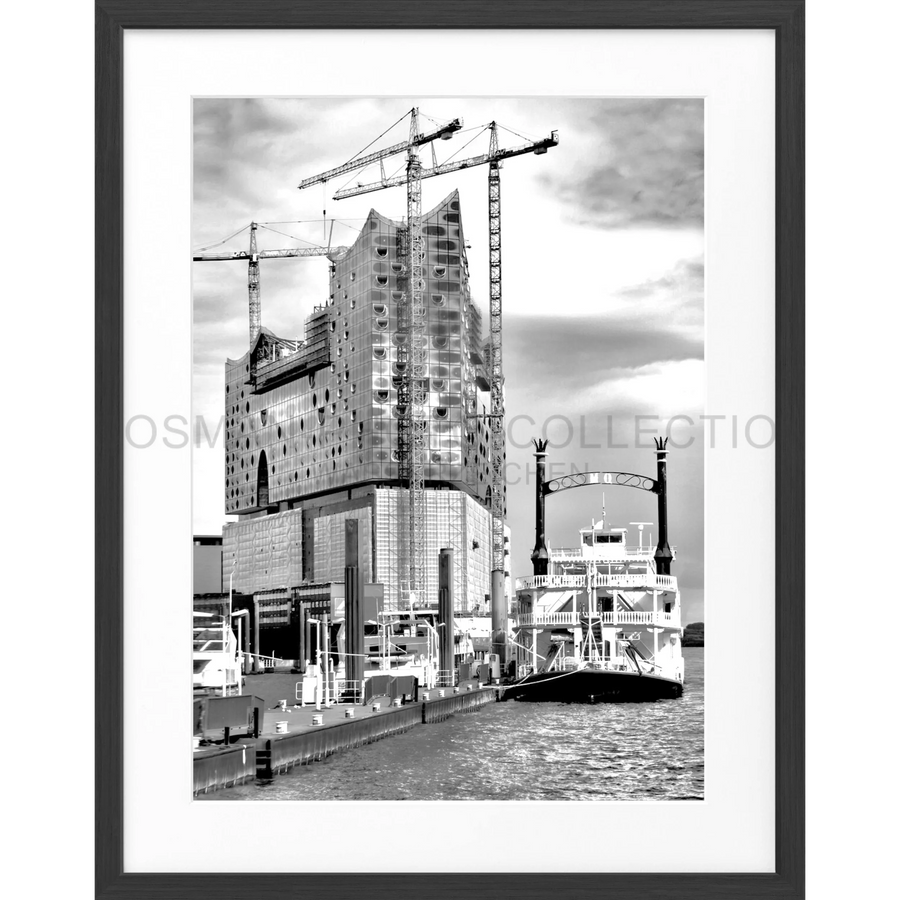 Poster Hamburg Hafen ’Elphi’ HH01 - Schwarz matt 1.5cm