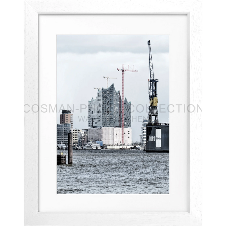 Cosman-Interior Rahmenfarbe: weiss matt / Grösse: S (25cm x 31cm) / Motiv: farbe Poster Hamburg Hafen "Elphi" HH05G