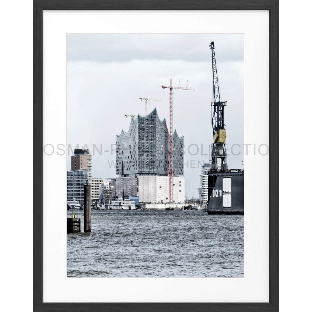 Poster Hamburg Hafen ’Elphi’ HH05G - Schwarz matt 1.5cm