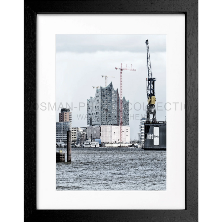 Cosman-Interior Rahmenfarbe: schwarz matt / Grösse: S (25cm x 31cm) / Motiv: farbe Poster Hamburg Hafen "Elphi" HH05G