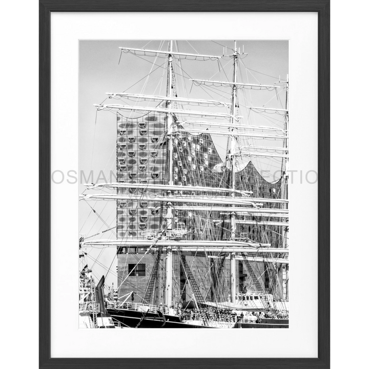 Poster Hamburg Hafen ’Elphi’ HH18 - Schwarz matt 1.5cm