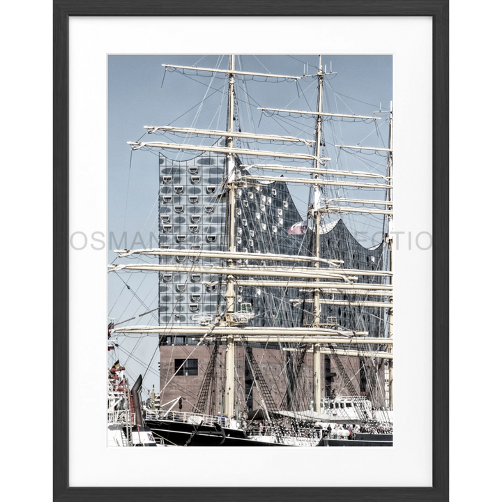 Poster Hamburg Hafen ’Elphi’ HH18 - Schwarz matt 1.5cm