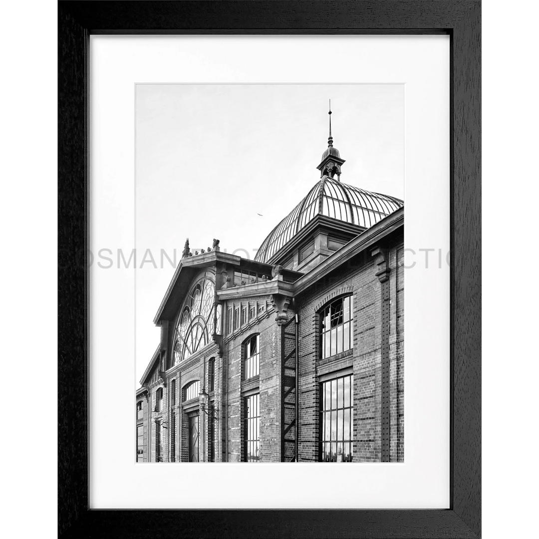 Poster Hamburg Hafen ’Fischmarkt’ HH02B - Schwarz 3cm