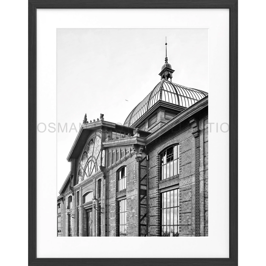 Poster Hamburg Hafen ’Fischmarkt’ HH02B - Schwarz matt