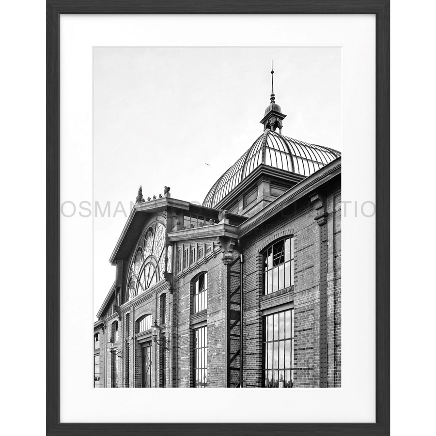 Poster Hamburg Hafen ’Fischmarkt’ HH02B - Schwarz matt