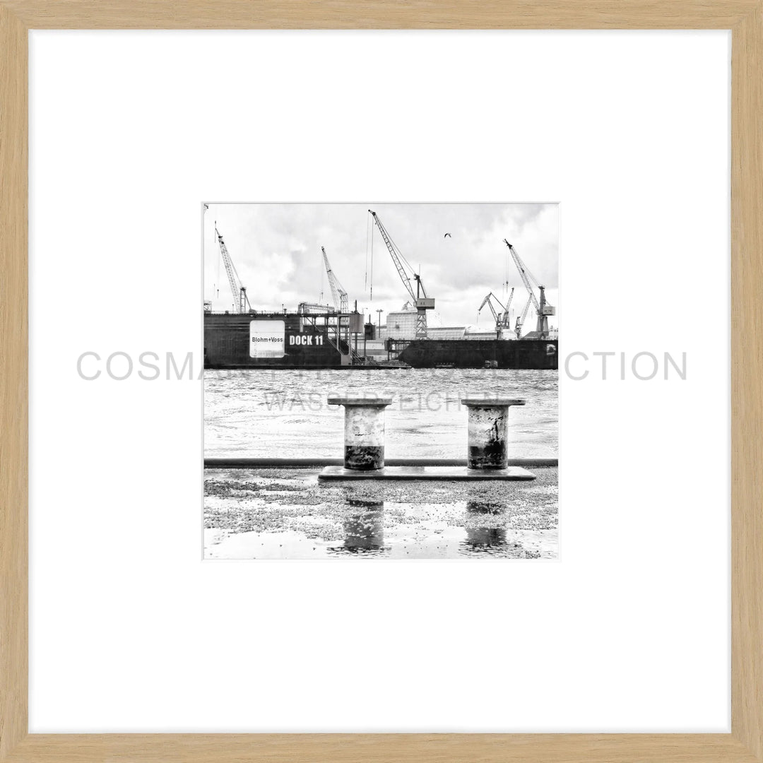 Cosman-Interior Poster Hamburg Hafen HH05K - 43x43cm Objektrahmen Eiche natur