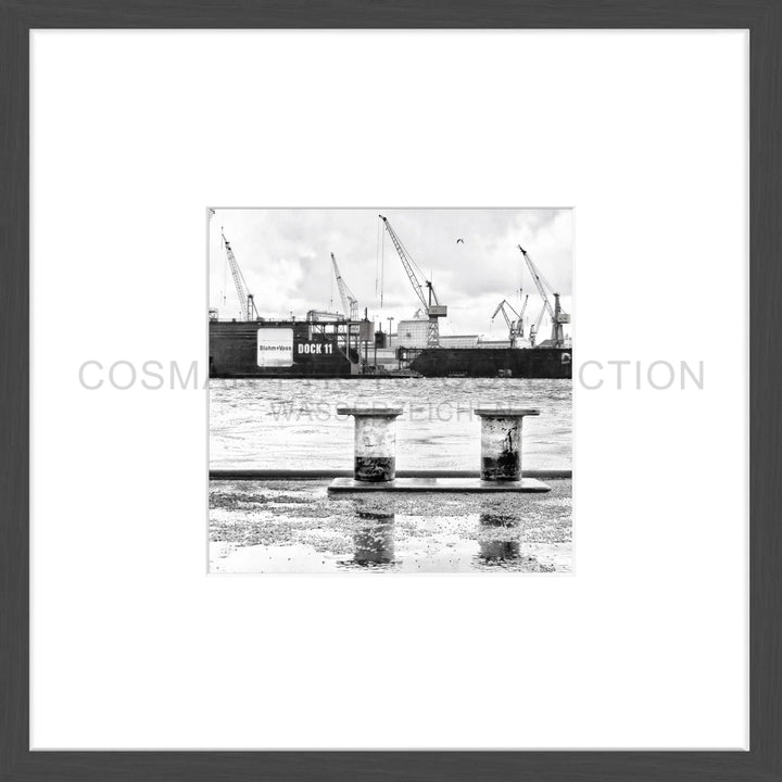 Cosman-Interior Poster Hamburg Hafen HH05K - 43x43cm Objektrahmen schwarz matt