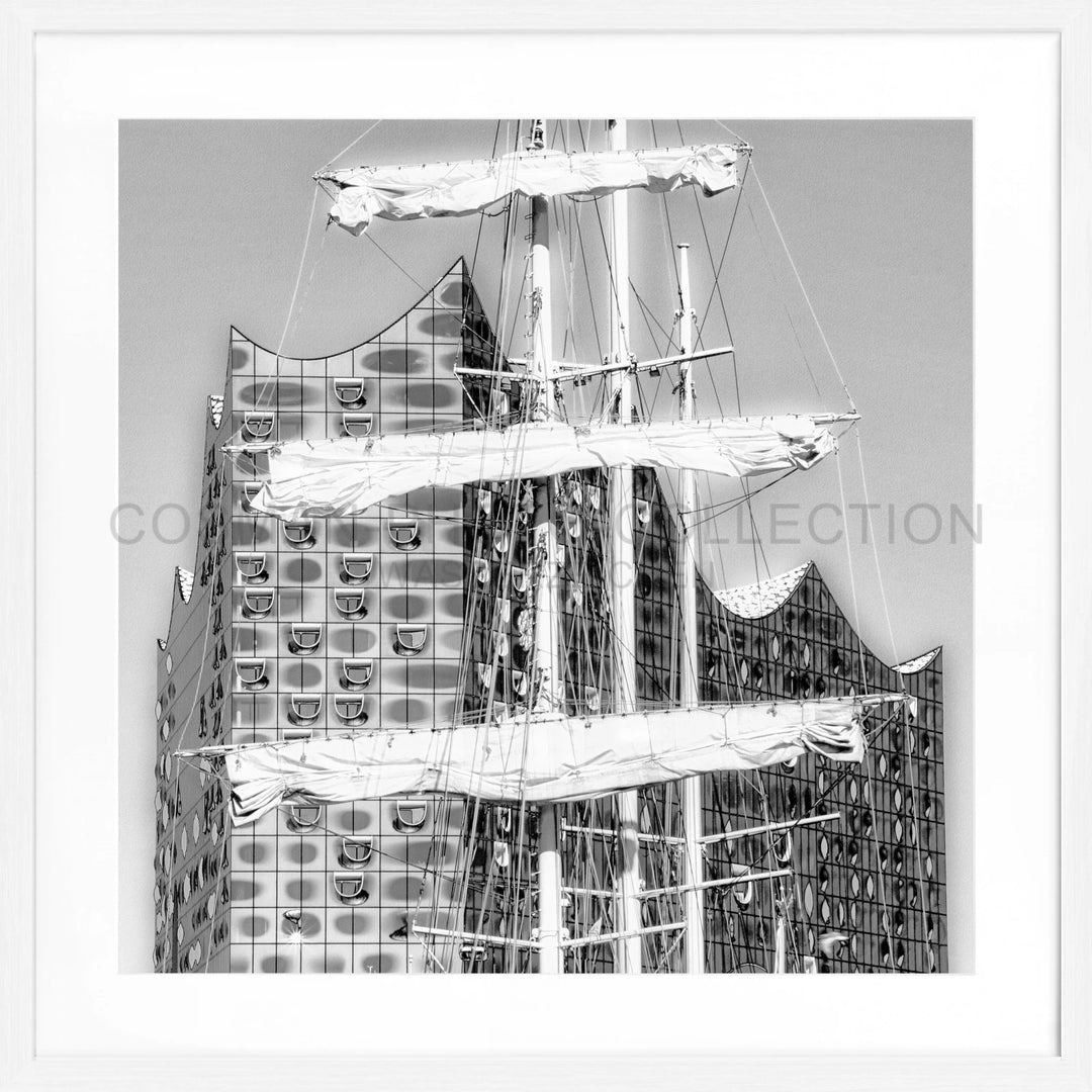 Poster Hamburg Hafen HH06 - Weiss 1.5cm / Quadrat 55