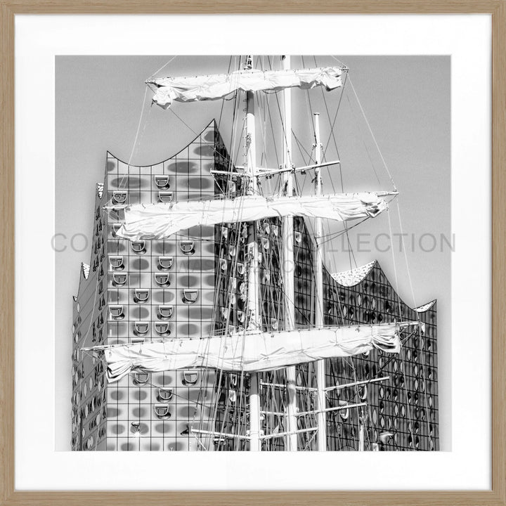 Poster Hamburg Hafen HH06 - Eiche Furnier 1.5cm / Quadrat