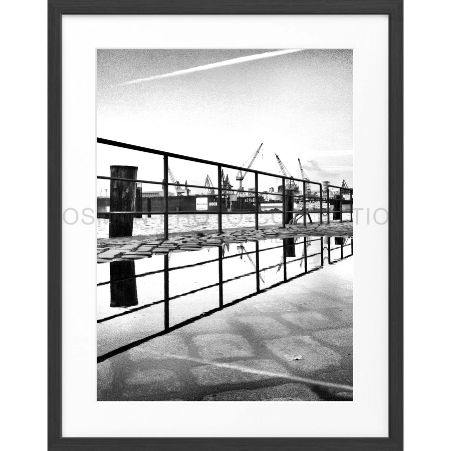 Poster Hamburg Hafen ’Zaun’ HH03 - Schwarz matt 1.5cm