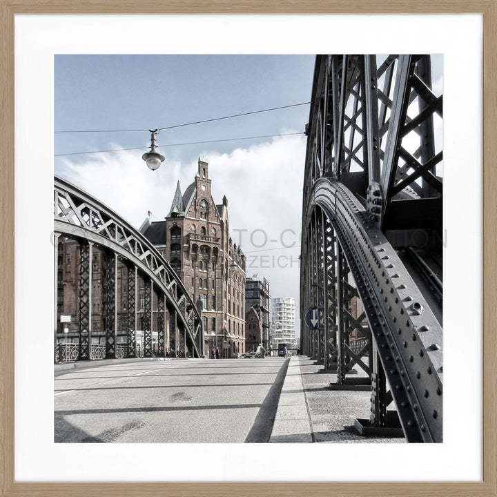 Poster Hamburg ’Speicherstadt’ HH29Q - Eiche Furnier