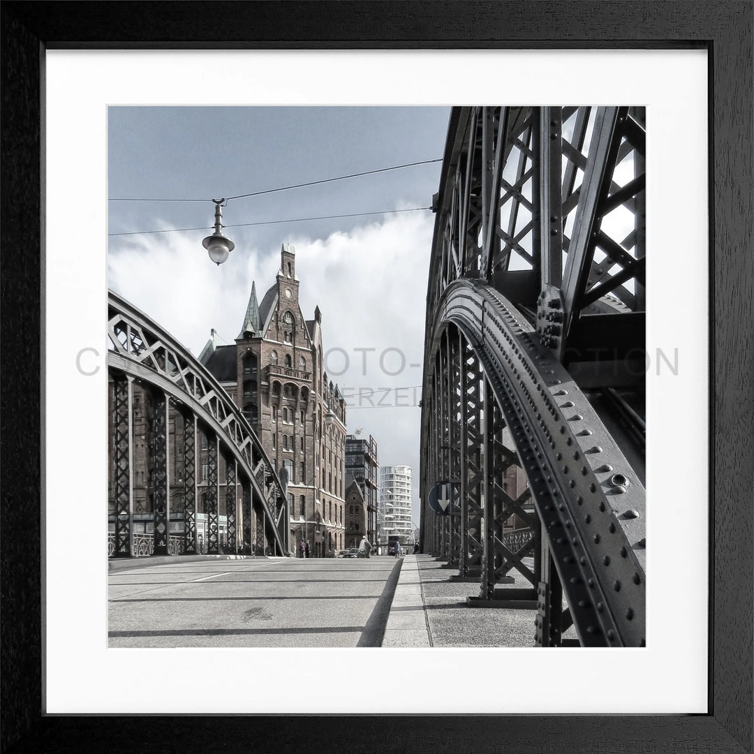 Poster Hamburg ’Speicherstadt’ HH29Q - Schwarz 3cm