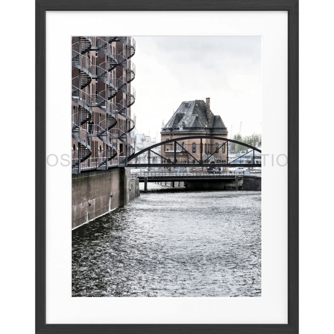 Poster Hamburg ’Speicherstadt’ HH46C - Schwarz matt