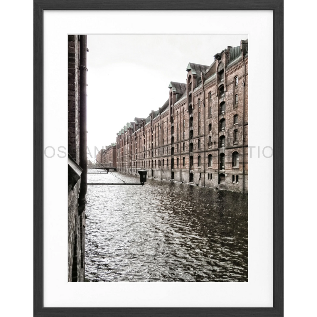 Poster Hamburg ’Speicherstadt’ HH46E - Schwarz matt