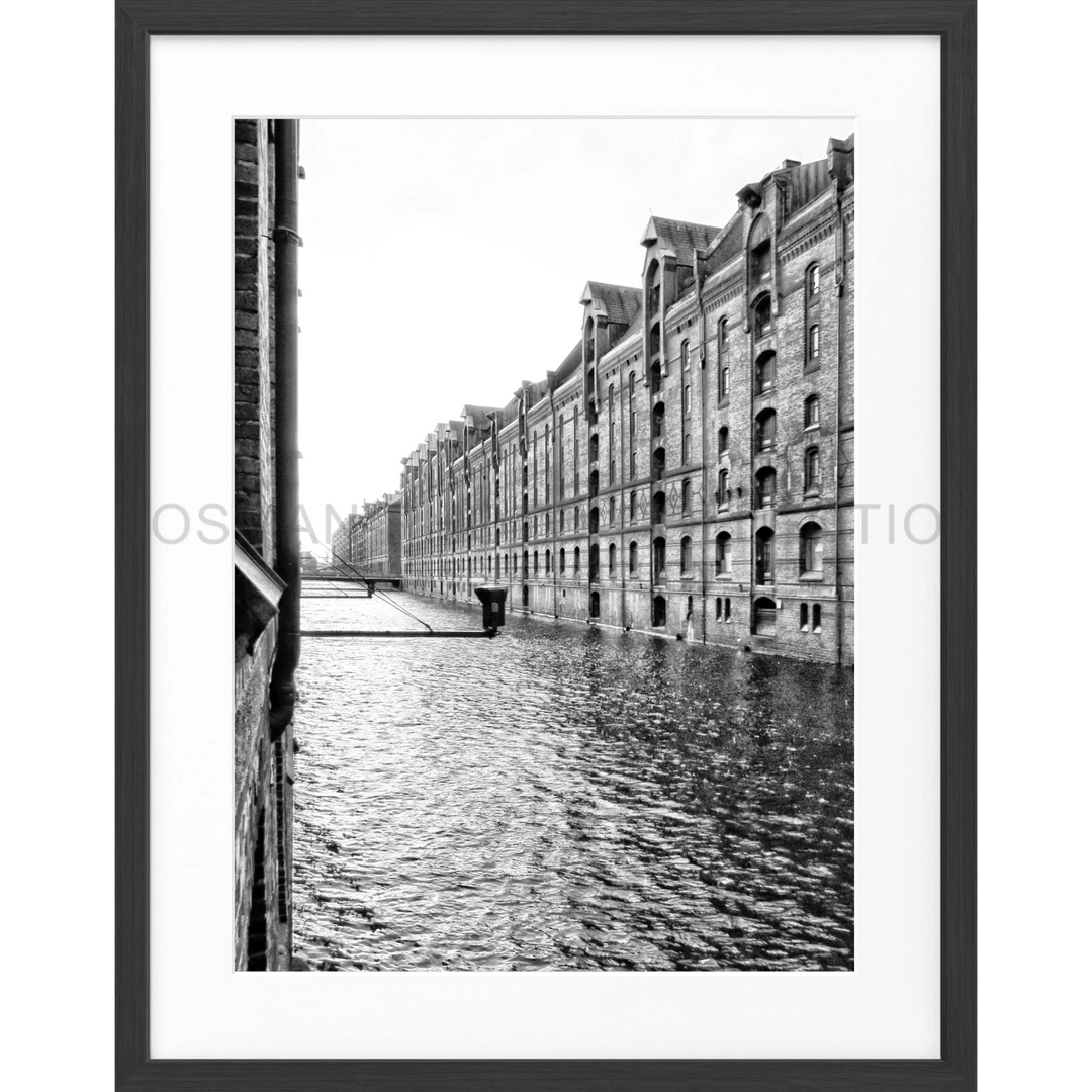 Poster Hamburg ’Speicherstadt’ HH46E - Schwarz matt