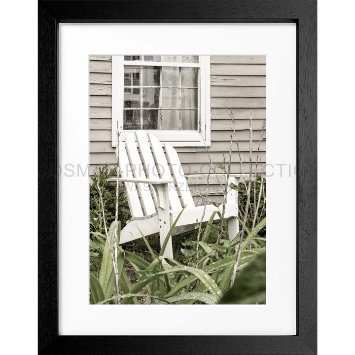 Weißer Adirondack-Stuhl im Produkt Poster Hamptons Long Island Deckchair HM14