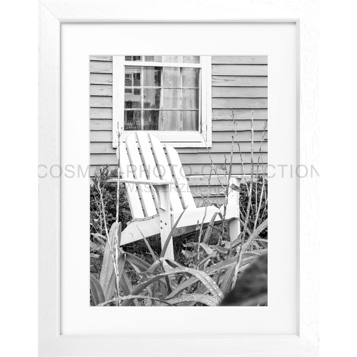 Weißer Adirondack-Stuhl im Poster Hamptons Long Island Deckchair HM14