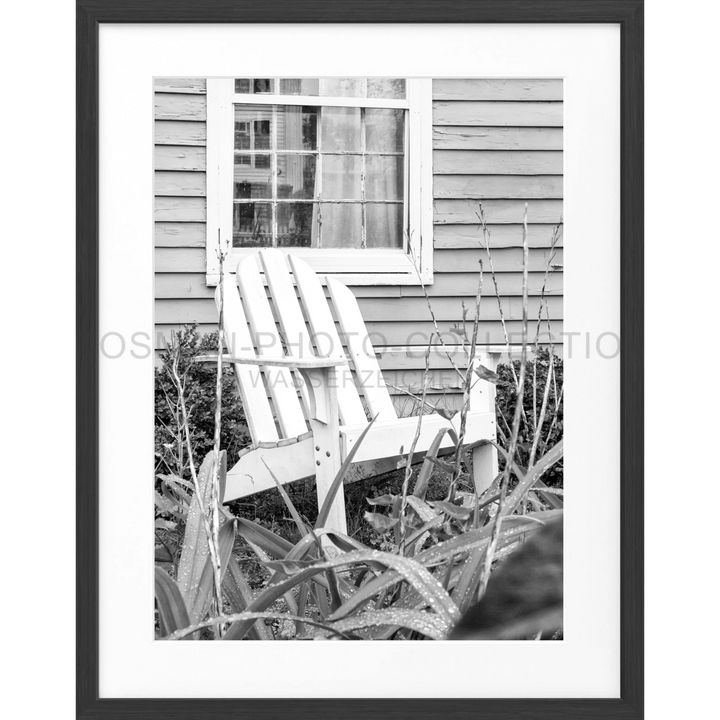 Weißer Holz-Adirondack-Stuhl im Poster Hamptons Long Island Deckchair HM14