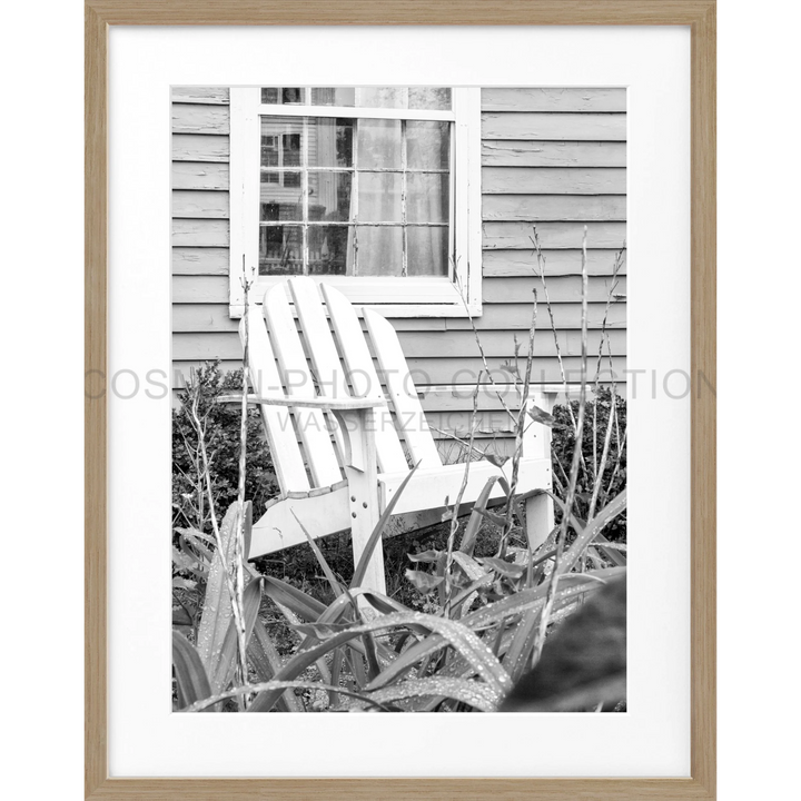 Weißer Holztischstuhl aus dem Poster Hamptons Long Island Deckchair HM14