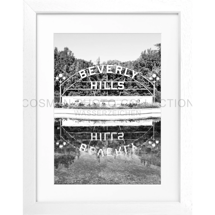 Poster Kalifornien Beverly Hills Sign HW08 - Weiss 3cm