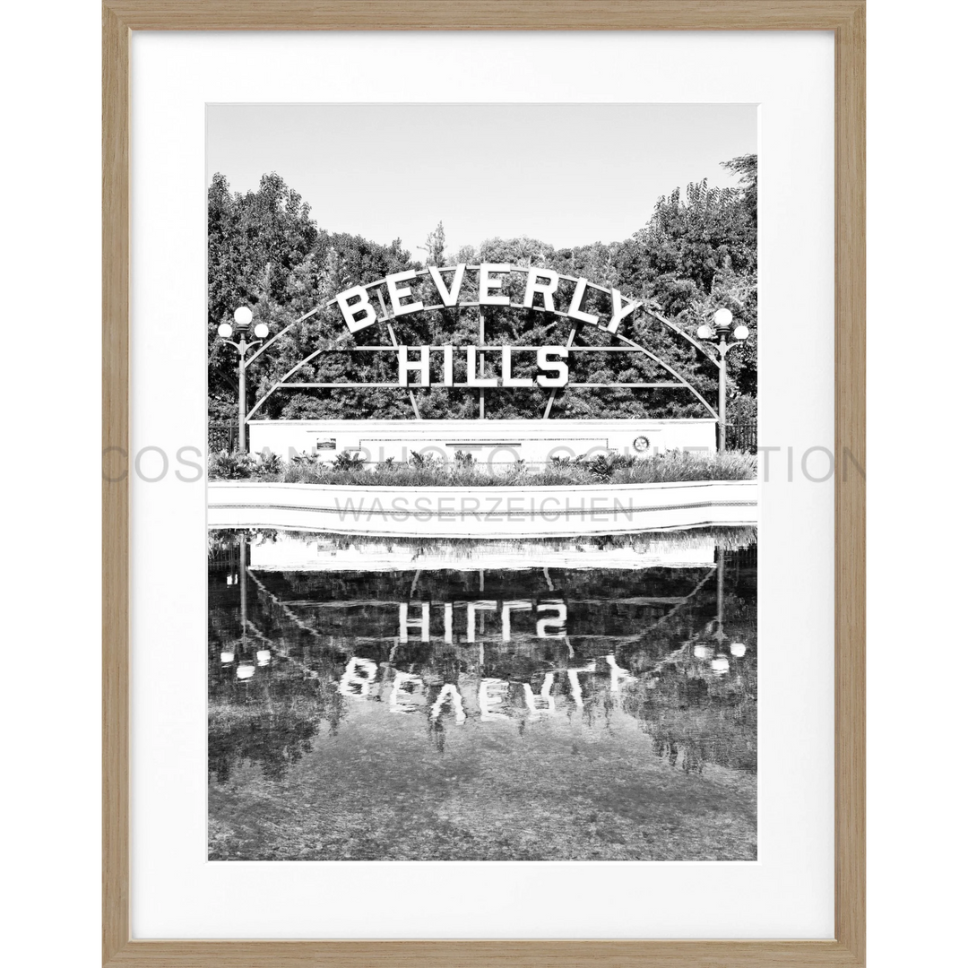 Poster Kalifornien Beverly Hills Sign HW08 - Eiche Furnier