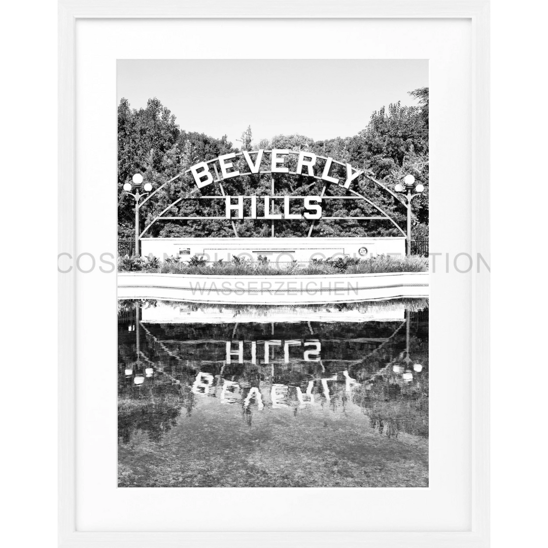 Poster Kalifornien Beverly Hills Sign HW08 - Weiss 1.5cm