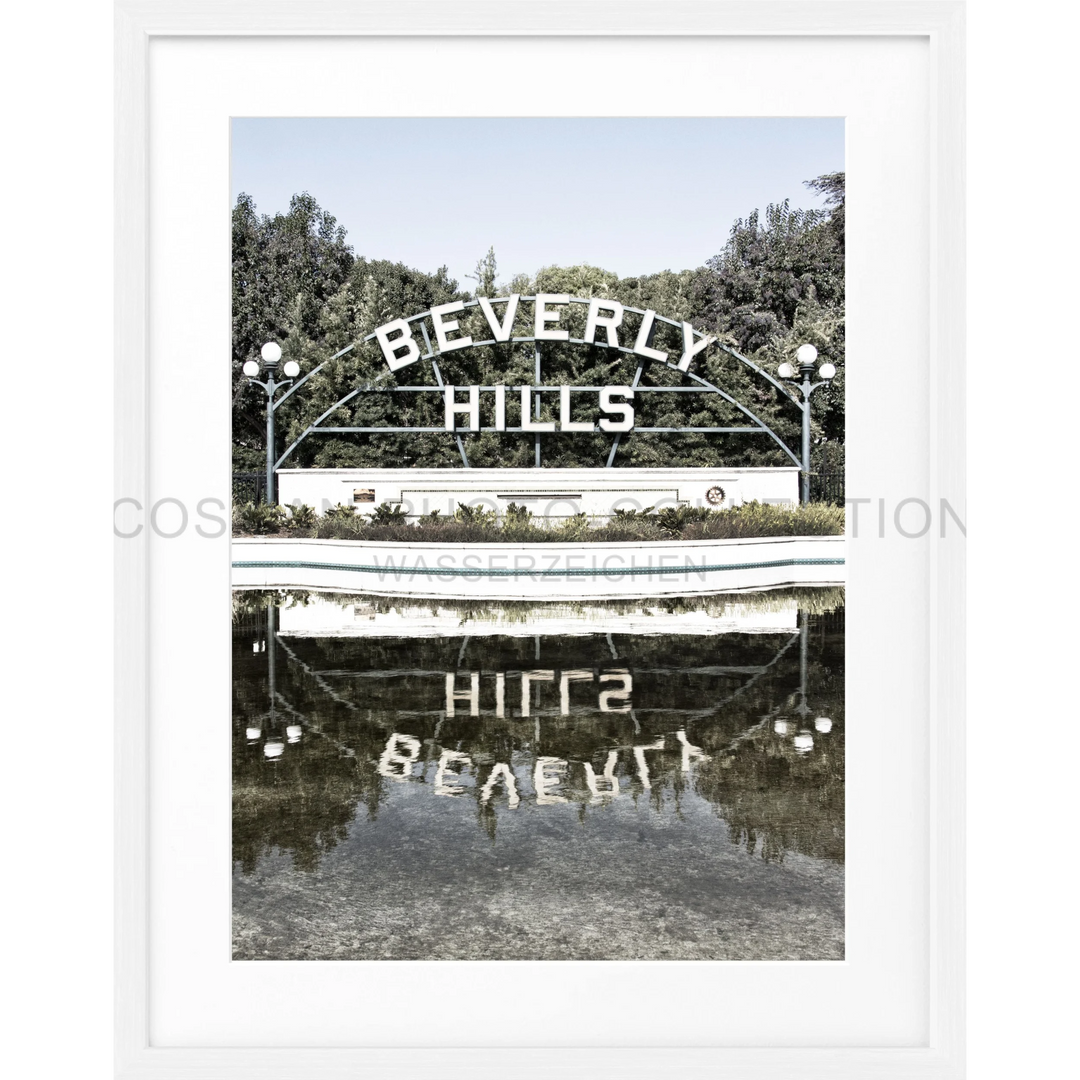 Poster Kalifornien Beverly Hills Sign HW08 - Weiss 1.5cm