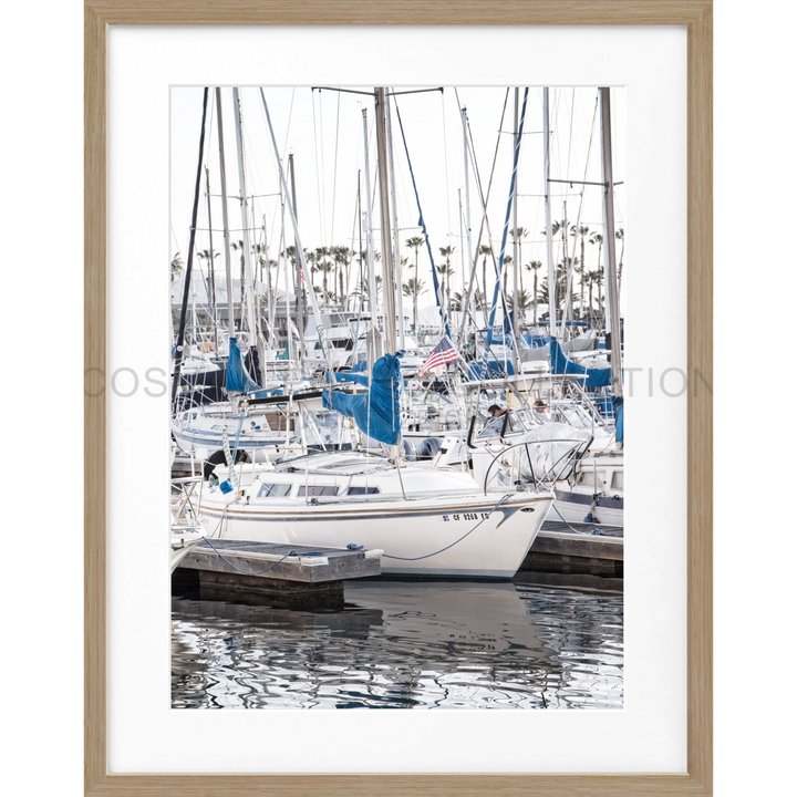 Sailboats mit blauen Abdeckungen im Hafen für Poster Kalifornien Boat K177