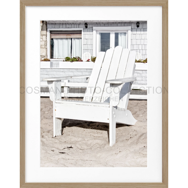 Weißer holzene Adirondack-Stuhl im Poster Kalifornien Deckchair K182