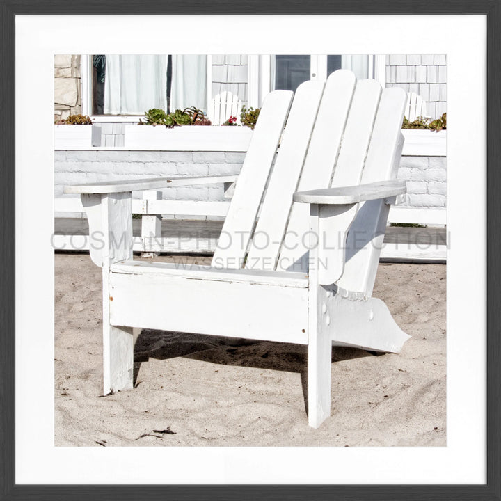 Weißer Holz-Adirondack-Stuhl im Produkt Poster Kalifornien Deckchair K182Q