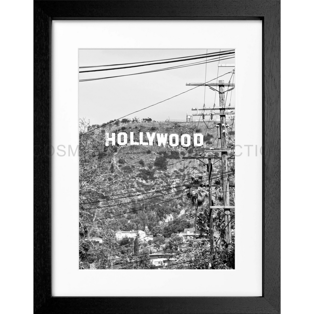 Poster Kalifornien Hollywood ’Sign’ HW11 - Schwarz 3cm