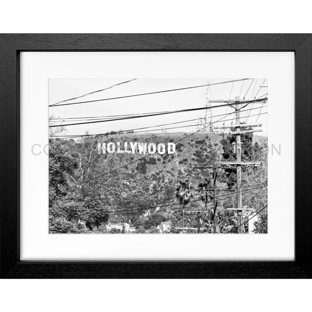 Poster Kalifornien Hollywood ’Sign’ HW12 - Schwarz 3cm