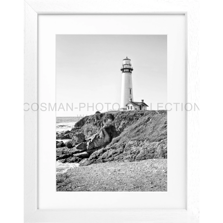 Leuchtturm auf felsigen Küstenklippen, Poster Kalifornien Lighthouse Pigeon Point L06