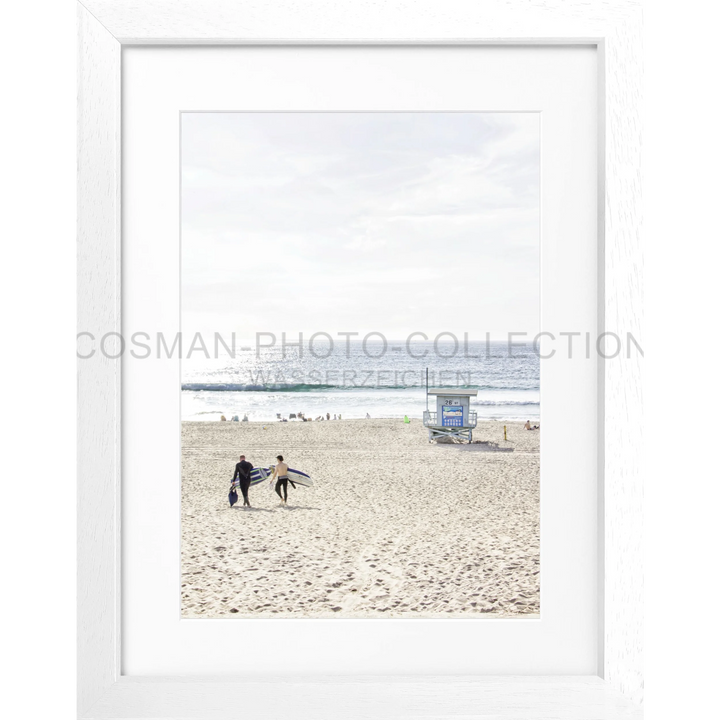 Gerahmtes Foto von Leuten am Manhattan Beach mit einem Rettungsturm